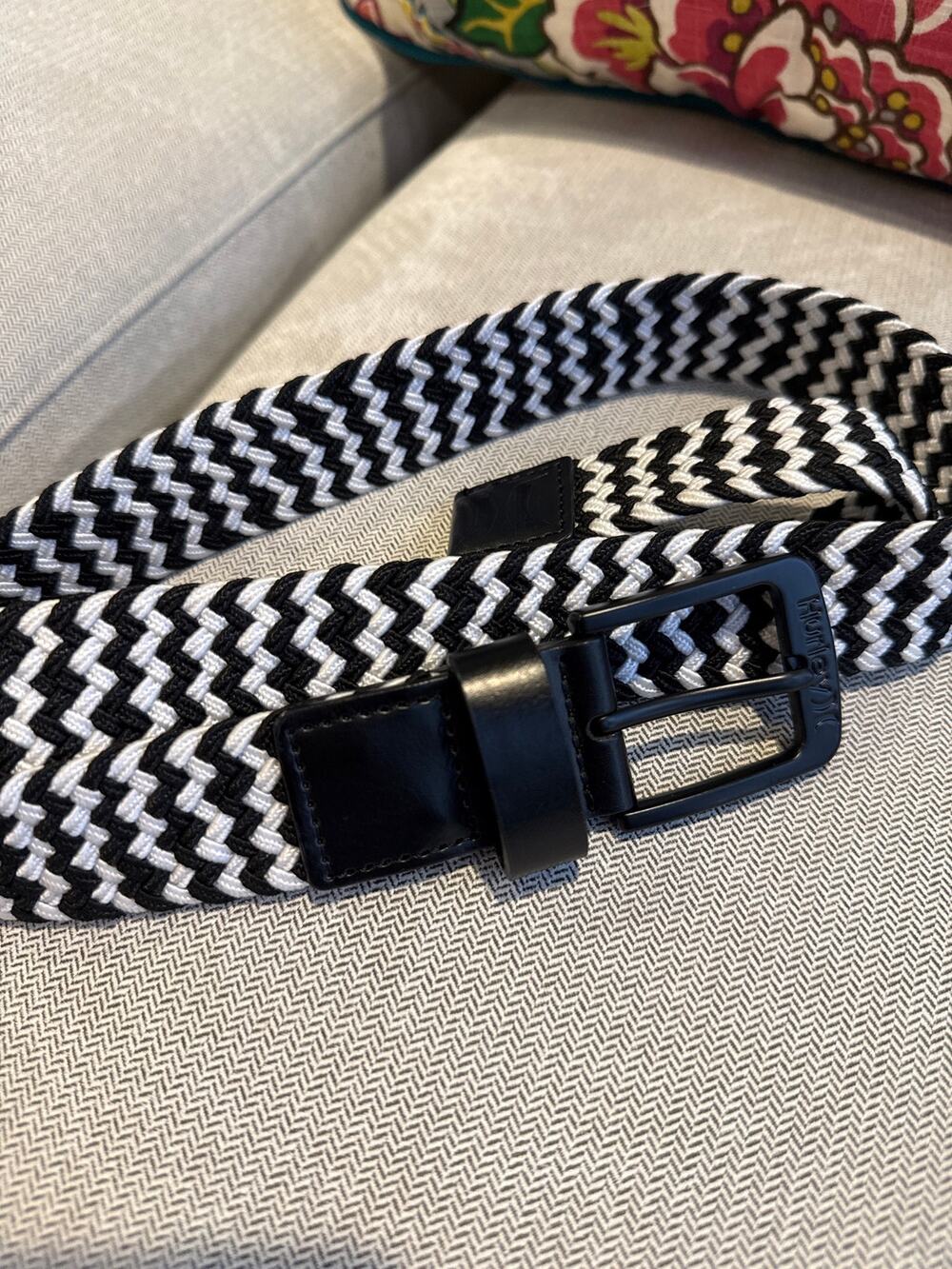Hurley Braided Belt Black and White 36